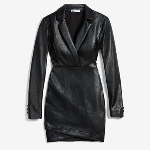 Express x Negin Mirsalehi Faux Leather Mini Dress in Black 0
